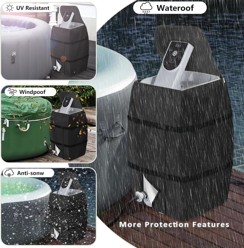 Hot Tub Spa Heater Pump Cover,Waterproof Hot Tub Insulated Pump Cover for Multiple Brands (Black,Square)