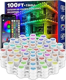 100FT Permanent Outdoor RGB Lights,Waterproof Smart LED Eaves Lights with App/Remote Control,for Christmas and All Holiday Decor,Daily and Accent Lighting,House Roof and Garden Lighting