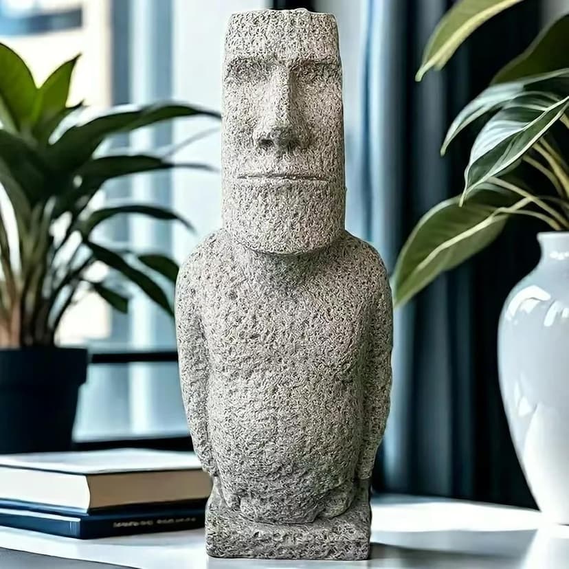 Easter Island Moai Statue - Stone Moai Figurine Decor for Home & Outdoor Garden - 3 (Large Size)