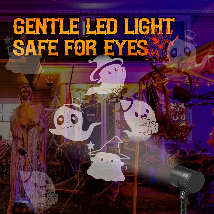 Halloween Projector Lights, LED Halloween Decoration,Ghost Rotating Projector Lights, Indoor Outdoor Landscape Night Light for Home Thealter, Ceiling, Room, Patio, Garden, Yard Stake, Bedroom Decor