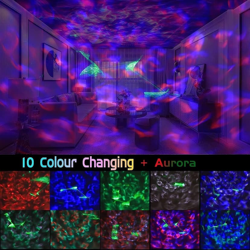 Christmas Halloween Laser Projector Lights - Outdoor Waterproof Holiday Light Projector with 10 Color, Aurora & Ocean Wave Pattern - Landscape Night Light for House,Garden,Yard Christmas Decoration