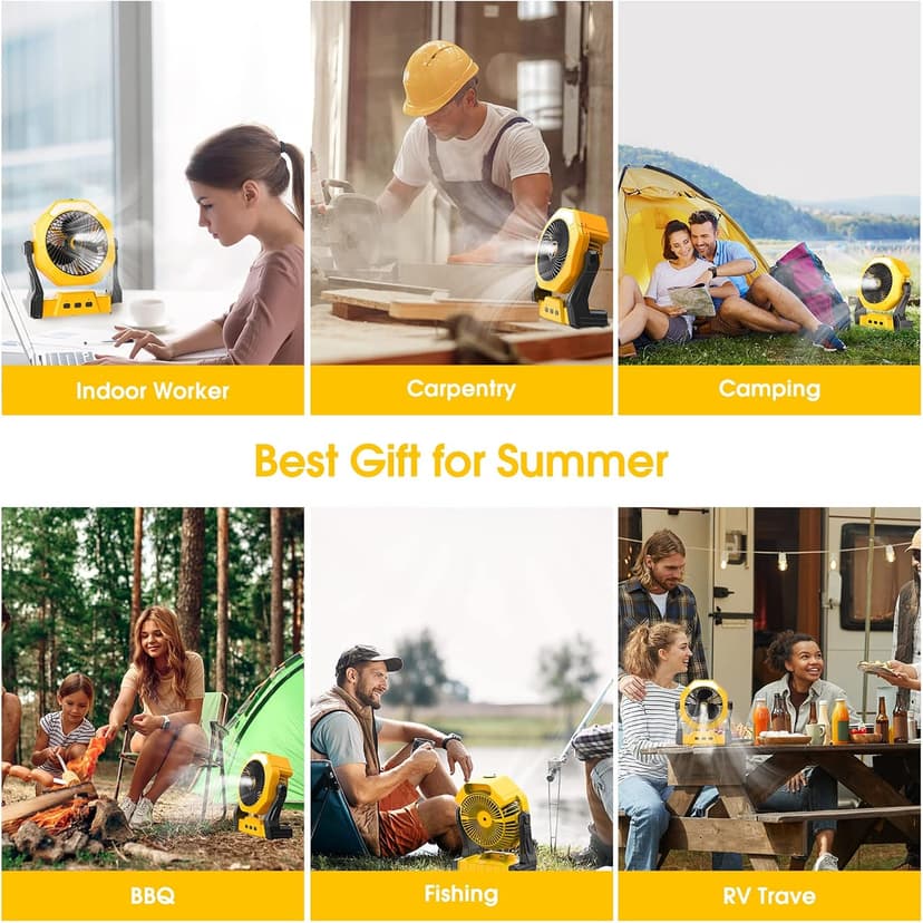 Ausic Portable Misting fan, 8-Inch Cooling Mist Fans, 10000mAh USB Rechargeable Battery Powered Fan with Mister, 250mL Water Tank & LED Lantern, for Home Desk, Bedroom, Office, Outdoor&Indoor Use