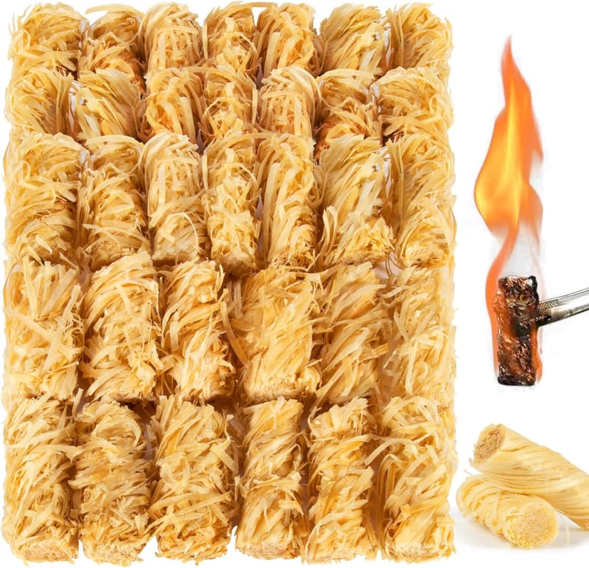15PCS Quick Ignite Fire Starter - Fire Starter Rolls for BBQ Fireplace, Charcoal Starter for Indoor and Outdoor Use, Easily Light, Wax Wood Roll for Campfire, Chimney, Grill, Camping, Survival