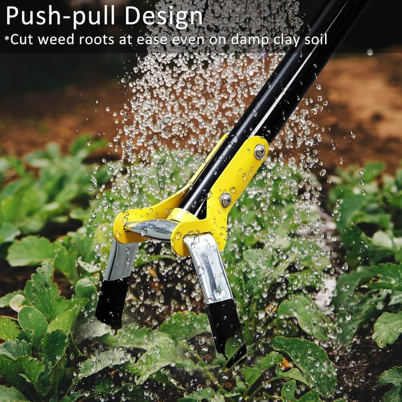 DonSail Hoe Garden Tool -Scuffle Garden Hula Hoes for Weeding Gardening Long Handle Heavy Duty - Adjustable Weeding Loop Stirrup Hoe 30-61 Inch Black