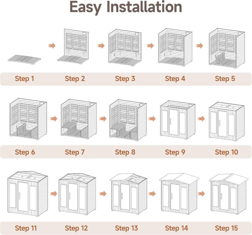 Real Relax Outdoor Infrared Sauna 4 Person for Home, Low EMF Far Infrared Sauna Spruce Wood Sauna with 10min Rapid preheating, Bluetooth, LCD Panel