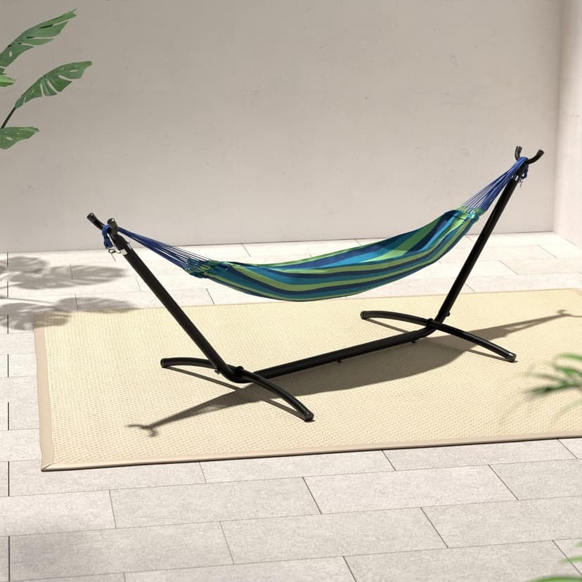 Amazon Basics 2 Person Heavy Duty Hammock Stand for Outside, Includes Portable Carrying Case, 9 foot, Black