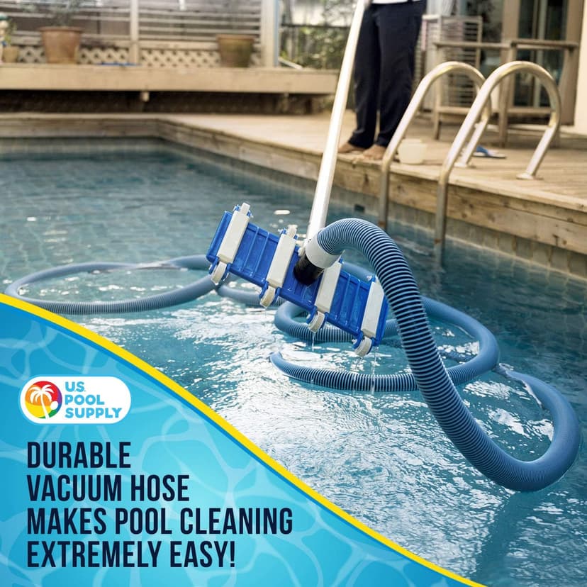 U.S. Pool Supply Pool Vacuum Hose - 1-1/2" x 40' Professional Heavy Duty Pool Hose for Inground, Spiral Wound with Kink-Free Swivel Cuff - Connect to Vacuum Heads, Skimmer, Cleaner, Filter Pump Inlet