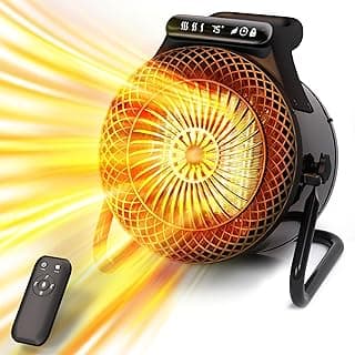 Outdoor Heaters for Patio, 1500W Electric Garage Heater with Remote Thermostat 3S Fast Heating, Overheat Protection, PTC Ceramic Heater with 3 Modes for Greenhouse, Camping Tent Indoor Use