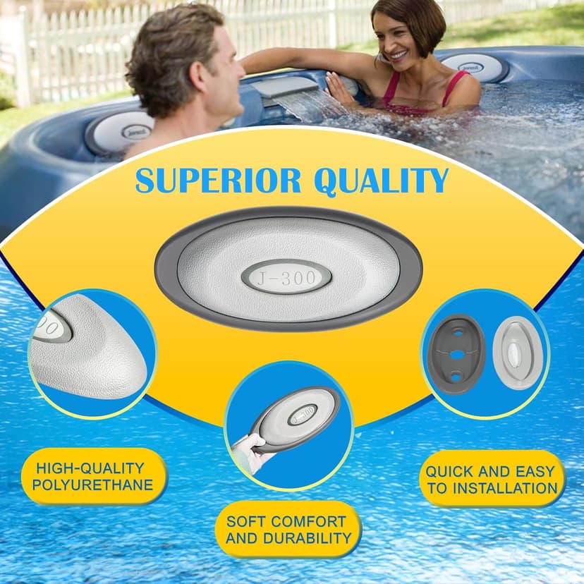 2472-824 Spa Oval Pillow Insert + Back Mount with LED Compatible Insert Fit for 2014+ Jacuzzi J-300 Series hot tubs (4-Pack)