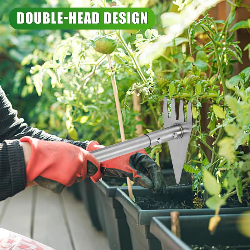 Dual Headed Hoe Garden Tool, 29.5"-57.7" Adjustable Long Handle Hoe Garden Tool, Stainless Steel Hoe Cultivator Gardening Tool, for Gardening Planting, Weeding, Digging, Loosening Soil