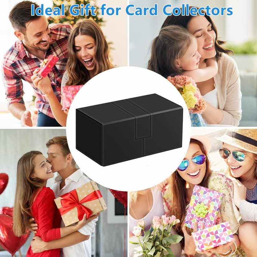 Card Deck Case for Trading Cards, Deck Storage Box for 200 Single Sleeved Cards Large Twin Flip Deck Case with 1 Storage Dice & 2 Trays Fits EDH/YuGiOh/MTG/TCG/CCG (Small-Black)