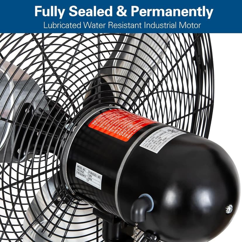 BILT HARD 20" Oscillating High-Velocity Outdoor Wall Misting Fan, 3-Speed Patio Fans for Outside, 80° Oscillation, Waterproof, Industrial Wall Mount Fan for Outdoor- UL Listed