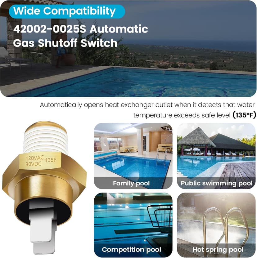 puxyblue 2025 New 42002-0025S 140F Automatic Gas Shutoff (AGS) Switch Replacement for Pentair Mastertemp and Sta Rite Max-E-Therm Pool and Spa Heater Electrical Systems Replace 42001-0063S