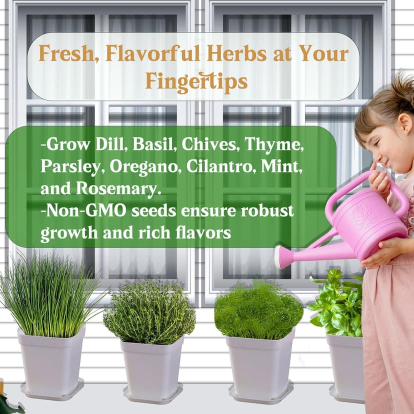 Indoor Herb Garden Kit, 9 Non-GMO Seeds with Reusable Pots, Planter – DIY Grow Kits for Growing Herbs Indoors, Kitchen, Balcony, Window Sill with 27 Soil
