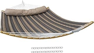 Sunnydaze Outdoor Hammock with Spreader Bar - 450-Pound Capacity Curved Spreader Bar Hammock - Mountainside