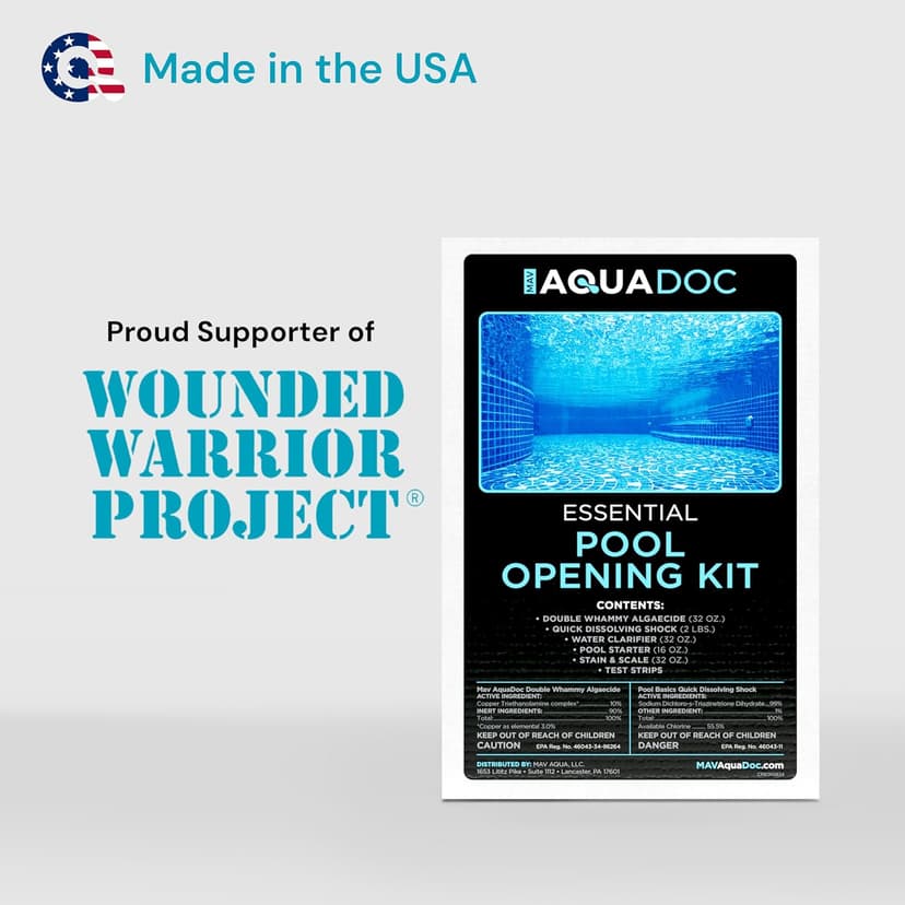 Pool Opening Kit - Pool Starter Kit for Inground Pool & Above Ground Pool Chemical Starter Kit to Open Your Pool - AquaDoc Pool Start Up Chemical Kit Designed for 15000 to 20000 Gallon Pool