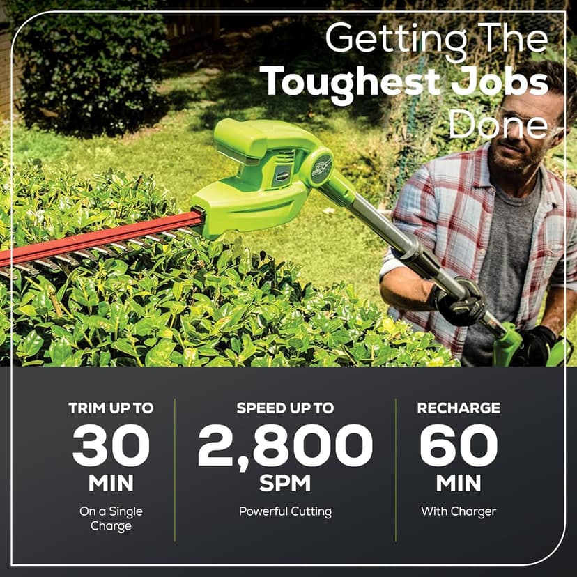 Greenworks 40V 20" Cordless Pole Hedge Trimmer, 2.0Ah Battery and Charger Included