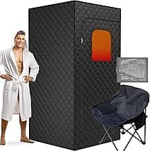 Infrared Saunas for Home, Portable Dry Sauna with Heating Foot Pad, Infrared Saunas with Big Sauna Chair, 3.2’ x 3.2’ x 6.0’, Black