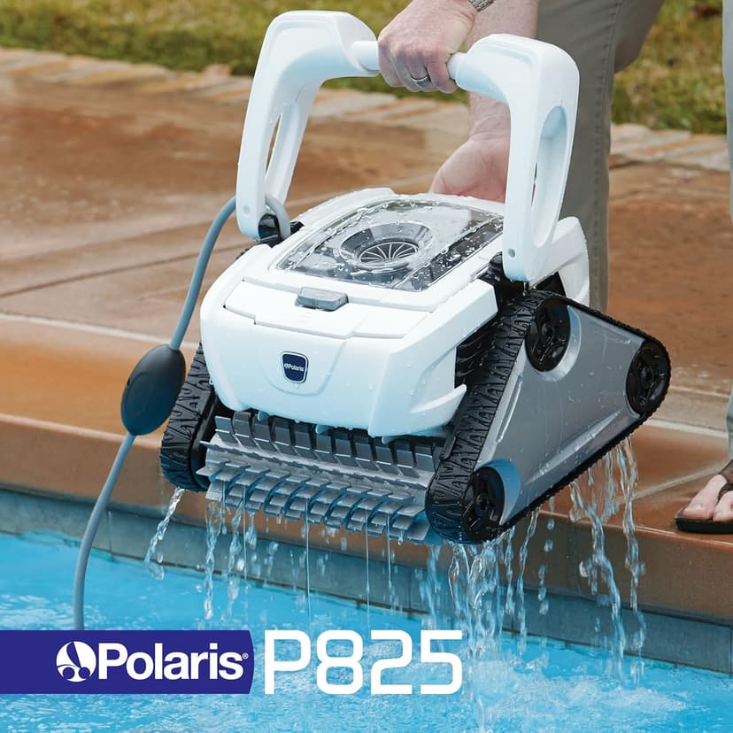 Polaris P825 Sport Robotic Pool Cleaner, Automatic Vacuum for InGround Pools up to 40ft, Wall Climbing Vac w/ Strong Suction & Easy Access Transparent Lid