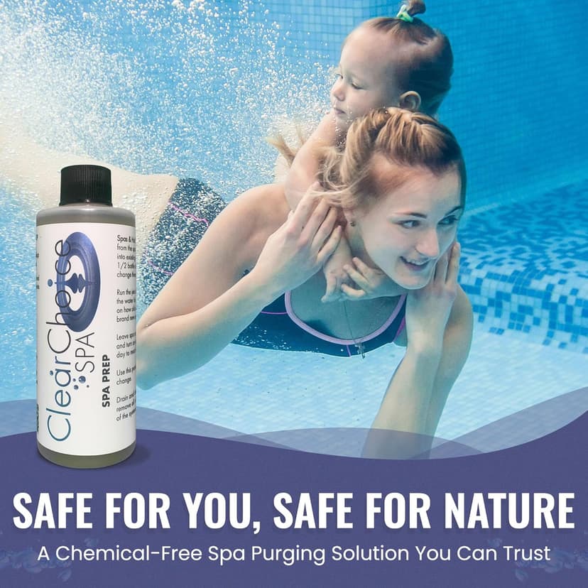 Clear Choice Spa Prep - Natural Non-Toxic Enzyme-Based Hot Tub & Spa Purging Agent - Removes Chemicals, Film Buildup, Metal & Mineral Buildup - Safe, Eco-Friendly Hot Tub Cleaner, 4 oz - 100% Natural