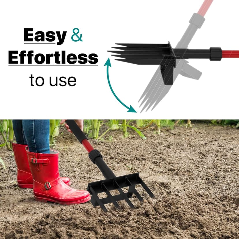 Pitch Fork for Garden, 5-Tine Heavy Duty Pitchfork for Loosening Soil, 41 Inch Gardening Fork for Digging, Composting, Spading, Cultivating Soil, Metal Fork Head with Fiberglass Handle, D-Grip