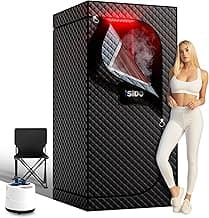 Portable Sauna Infrared Steam Sauna with 660nm Red Light Therapy Device, 3L 1300W Steamer, Folding Chair, Full Body Personal Sauna Box Sauna Tent for Home Sauna