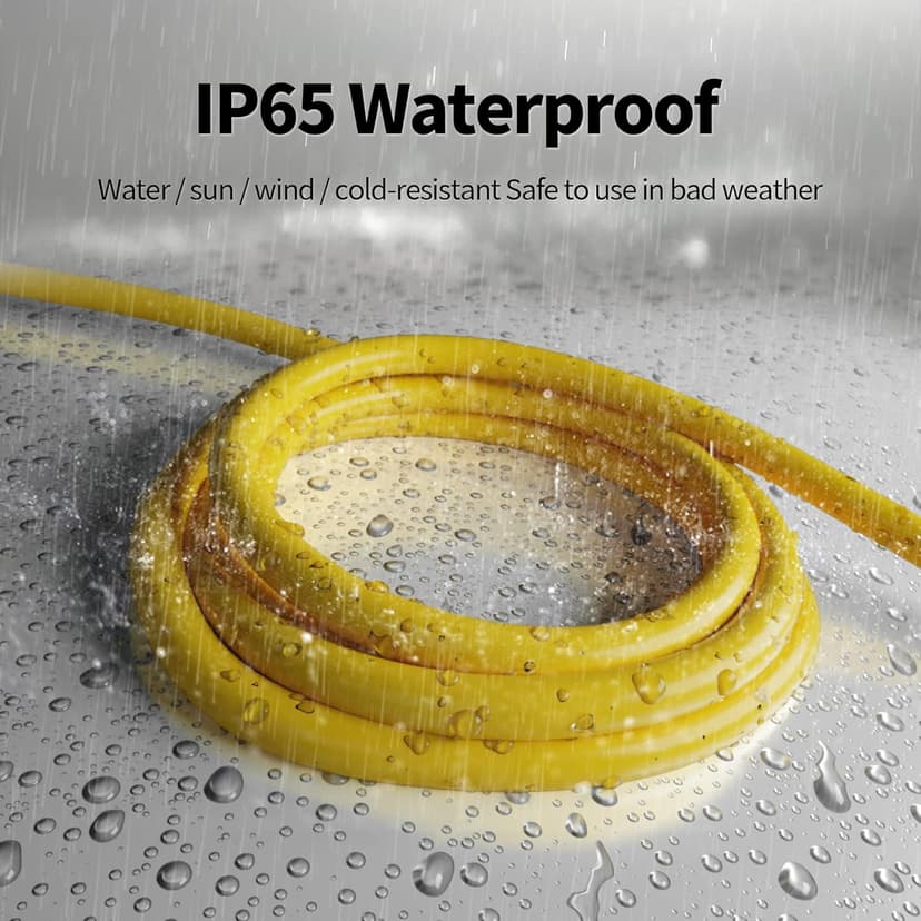 50 ft 12/3 Outdoor Extension Cord Waterproof Heavy Duty with Lighted Indicator End 12 Gauge 3 Prong, Flexible Cold-Resistant Long Power Cord Outside, 15Amp 1875W SJTW Yellow ETL Listed