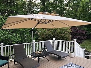 PURPLE LEAF 9' X 12' Patio Umbrella Outdoor Rectangle Umbrella Large Cantilever Umbrella Windproof Offset Heavy Duty Sun for Garden Deck Pool Patio, Beige
