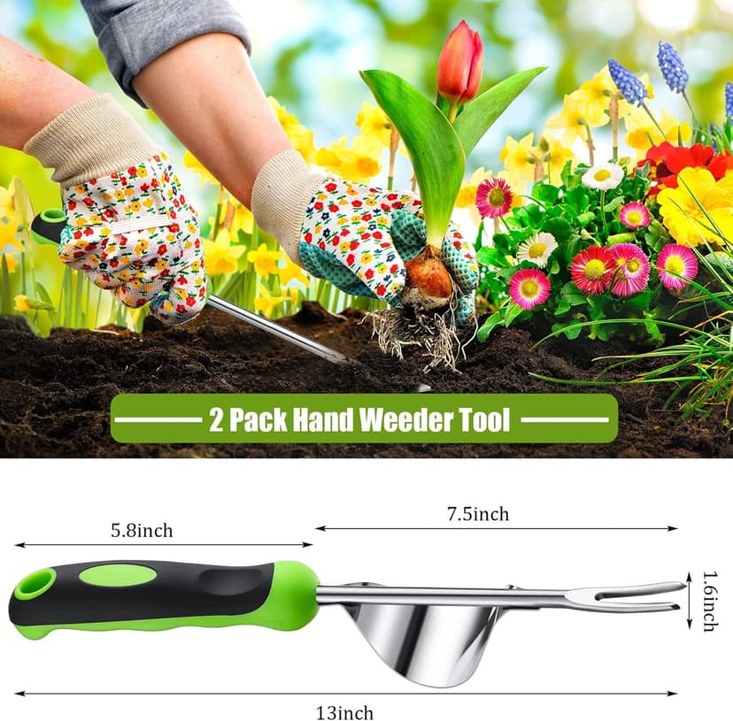 Hand Weeder Tool Garden Weeding Tool Gardening Weeder Tool with Ergonomic Handle, Stainless Steel Garden Lawn Farmland Transplant Gardening Plant Tool (Fulcrum, 2 Pieces)