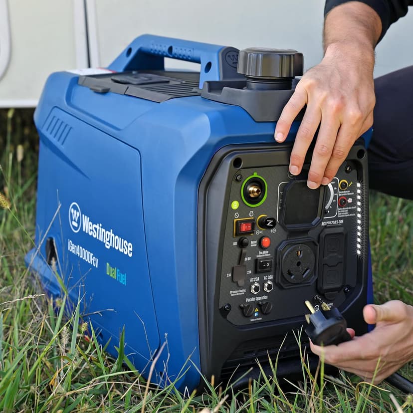Westinghouse 4000 Peak Watt Super Quiet Dual Fuel Portable Inverter Generator, Wheel & Handle Kit, Gas & Propane Powered, RV Ready, CO Sensor, Parallel Capable