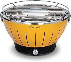 Lippert Odyssey Portable Grill - Compact and Versatile Charcoal Grill for Camping, Tailgating, and Outdoor Cooking - Lightweight and Durable Design with Large Cooking Surface - Amber