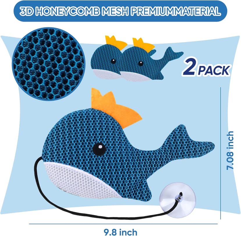 Hot Tub Scum Absorber Whale - 2 Pack Oil Absorbing Hot Tub Floating Sponge Cleaner Absorber, Keeps Water Clear, Reusable Pool Scum Absorber Hot Tub Spa Accessories