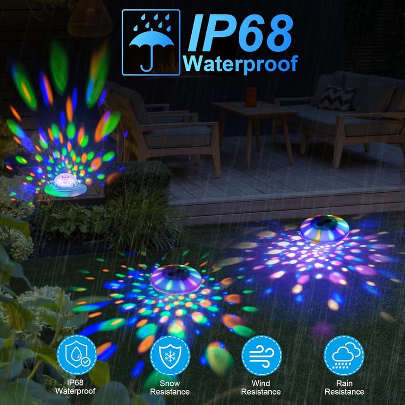 Rechargeable Floating Pool Lights: Remote Control Pool Lights That Float with 6 Dynamic Lighting IP68 Waterproof RGB Upper and Lower Floating Lights for Hot Tub Pool Garden Party 1 Pack