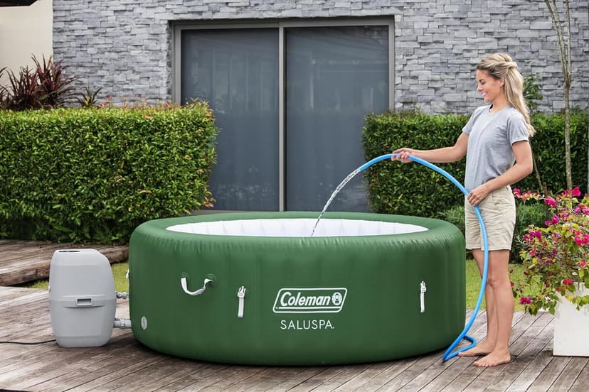 Coleman Palm Springs EnergySense AirJet Inflatable Hot Tub Spa (77" x 28") | Portable Hot Tub with 2 Covers (1 Energy-Efficient Thermal Cover and 1 Standard Cover) | Fits Up to 4-6 Persons | Green