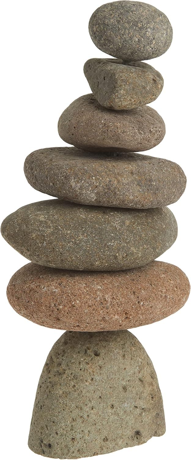 Ancient Graffiti Large 7-Stone Natural River Stone Cairn, 11 inches
