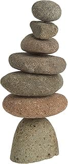 Ancient Graffiti Large 7-Stone Natural River Stone Cairn, 11 inches