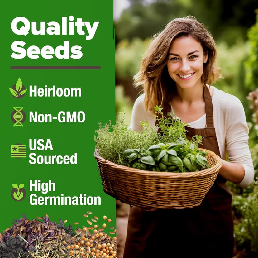 HOME GROWN 15 Culinary Herb Seeds 4,500+ Heirloom 𝗡𝗢𝗡-𝗚𝗠𝗢, 𝗨𝗦𝗔-𝗦𝗢𝗨𝗥𝗖𝗘𝗗 High Germination Rate, for Planting Indoor Hydroponic Outdoor, Gardening Gifts for Women Men, Mothers Day Gifts