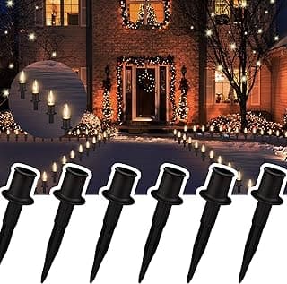 25 Pack 6 Inch Christmas Light Stakes - for C7 C9 Pathway String Lights Outdoor, Durable Plastic Lights Stakes, Use on Yard Garden Lawn Patio Path Walkway Decorations (25, Black)