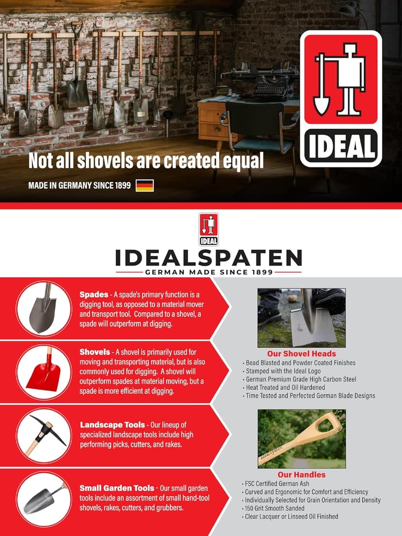Made in Germany Since 1899 - Berliner Long Spade - Professional Digging Spade, Outperforms Shovels Tool 6lb - 51.3 in (Berliner)#IS130