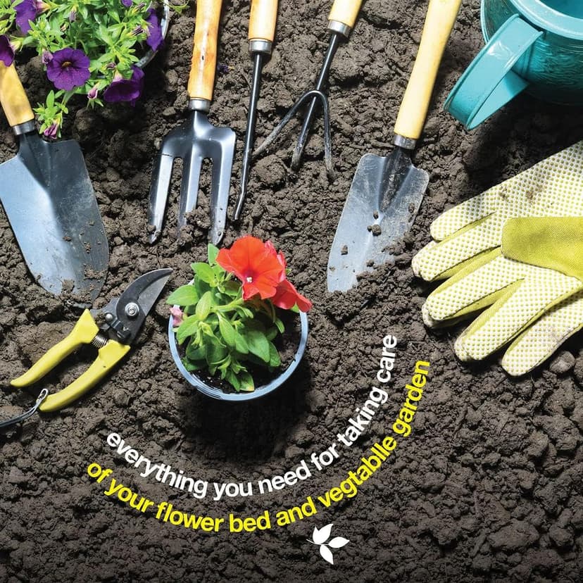 Gardening Tools Set of 10 - Complete Heavy Duty Garden Tools Set with Fashion Handbag - Durable Gardening Supplies Kit Ideal Garden Gifts for Women
