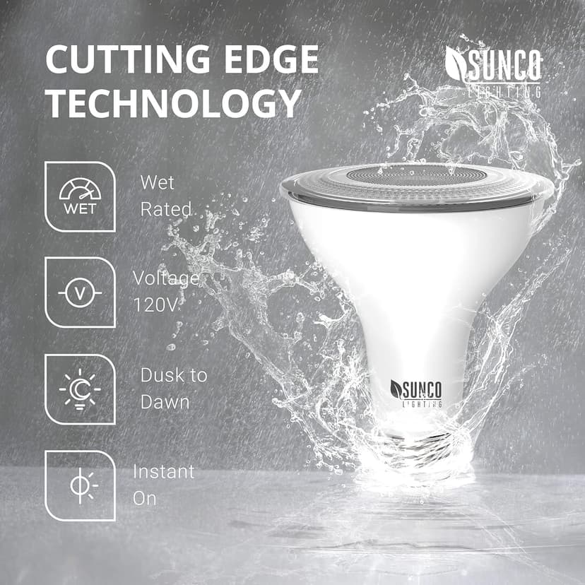 Sunco LED PAR30 Dusk to Dawn Light Bulb for Outside Porch, Patio, Backyard, 11W=75W, 850 LM, Selectable CCT 2700K/3000K/4000K/5000K, Non-Dimmable, Photocell Sensor, UL 4 Pack