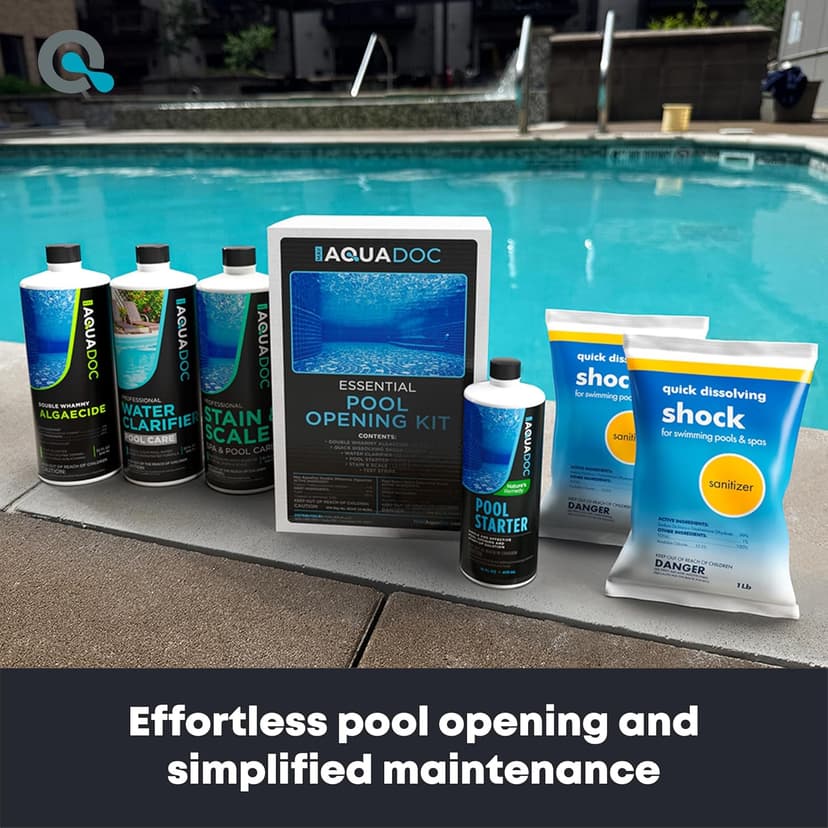 Pool Opening Kit - Pool Starter Kit for Inground Pool & Above Ground Pool Chemical Starter Kit to Open Your Pool - AquaDoc Pool Start Up Chemical Kit Designed for 15000 to 20000 Gallon Pool