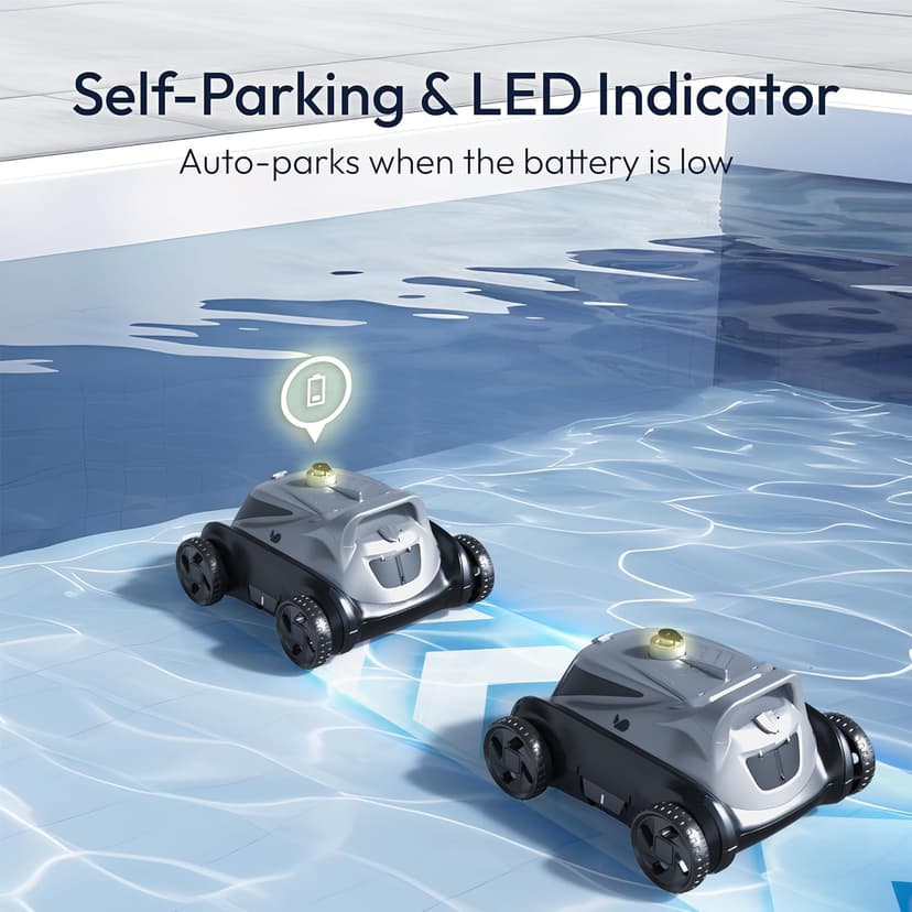Bubot 500P Cordless Robotic Pool Cleaner, Pool Vacuum with Ultra-Strong Bluehole Suction, Dual Motors, DirtLock 2.0, Self-Parking, 140-Min Runtime for Above-Ground Flat Pools up to 1,076 Sq.Ft