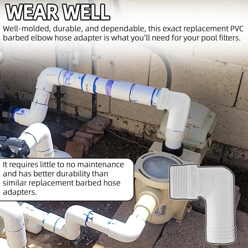 TonGass (2-Pack) 1 1/2" MPT by 90 Degree Barb Elbow Hose Adapter Compatible with Hayward Pool Pumps and Filters Replacement Hayward SPX1105Z4