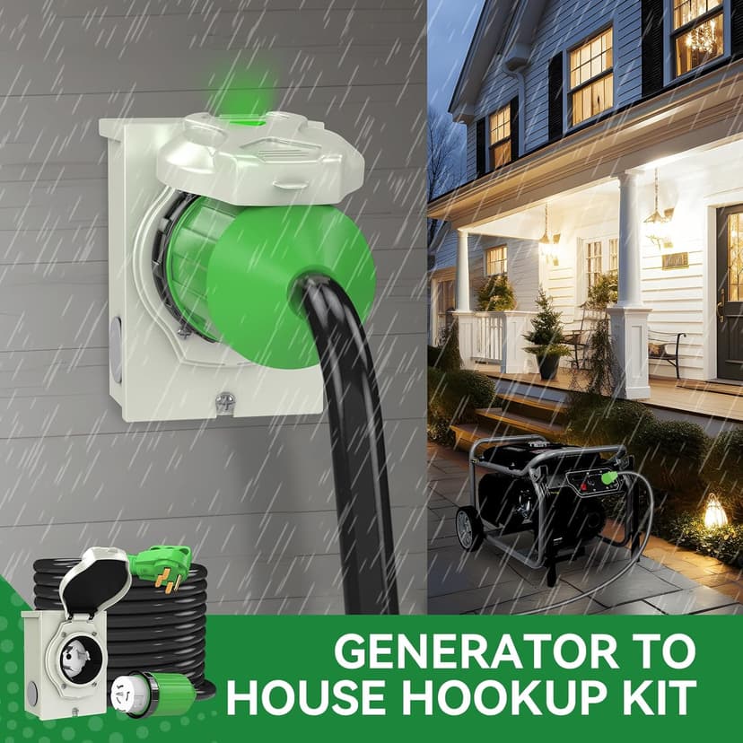 50 Amp Generator Cord 15FT and Power Inlet Box, Pre-Drilled 50 Amp Generator Inlet Box with Cord, NEMA 14-50P to SS2-50R Generator Cord Waterproof Combo Kit, ETL Listed