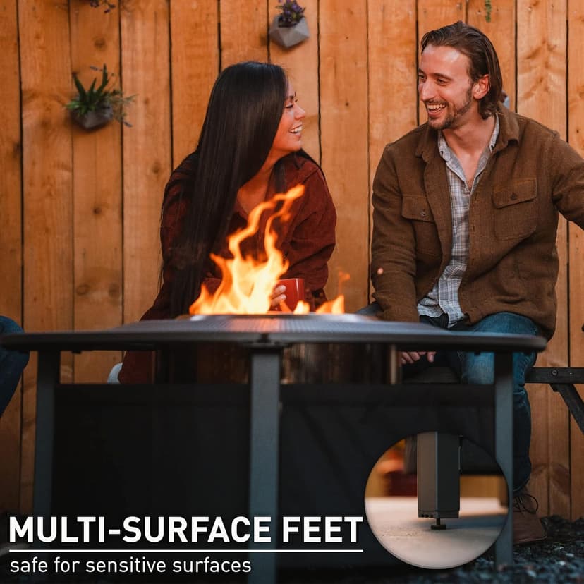 Solo Stove 42 Inch Fire Pit Surround Tabletop - Portable Protective Barrier for Wood Burning Fire Pits for Safety & Extra Space - Powder-Coated Steel and UV-Resistant Outdoor Fabric, Black