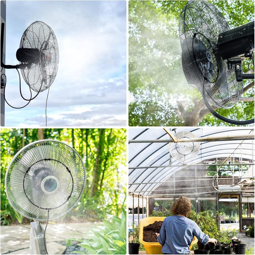 SUNHE YHK Fan Misting Kit, Outdoor Misters Cooling System with 19.36FT Hose + 5 Brass Nozzles + Brass Adapter(3/4") for Cooling Patio Garden Greenhouse Breeze, Connect to Any Outdoor Fan