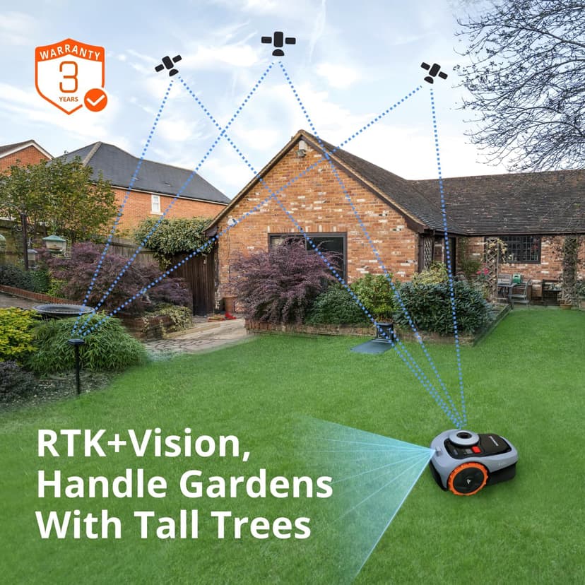 Segway Navimow i105N Robot Lawn Mower Perimeter Wire Free 1/8 Acre RTK+Vision Robotic Lawnmower, AI-Assisted Mapping, Virtual Boundary, APP Control, 58dB(A) Quiet, Multi-Zone Management