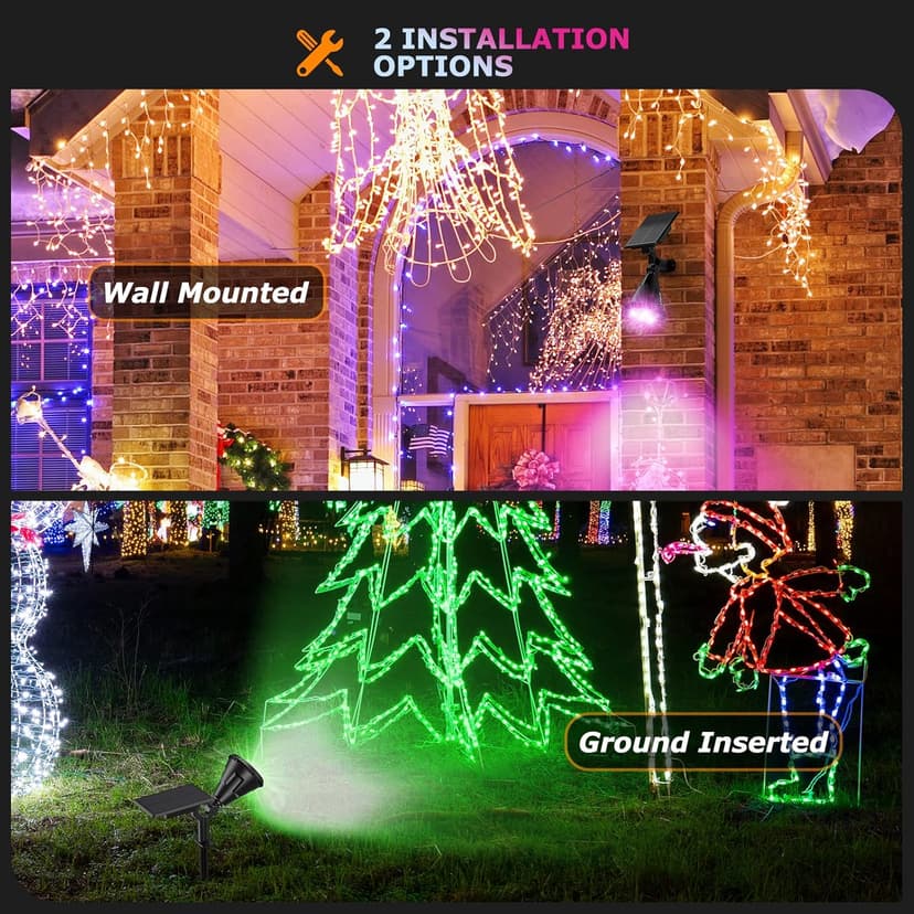 Solar Color Spot Lights Outdoor,21 LEDs Color Changing Solar Outdoor Lights,IP67 Waterproof RGB Multicolor Yard Solar Spotlights Auto On/Off for Pathway Garden Pool Patio Tree,2 Pack