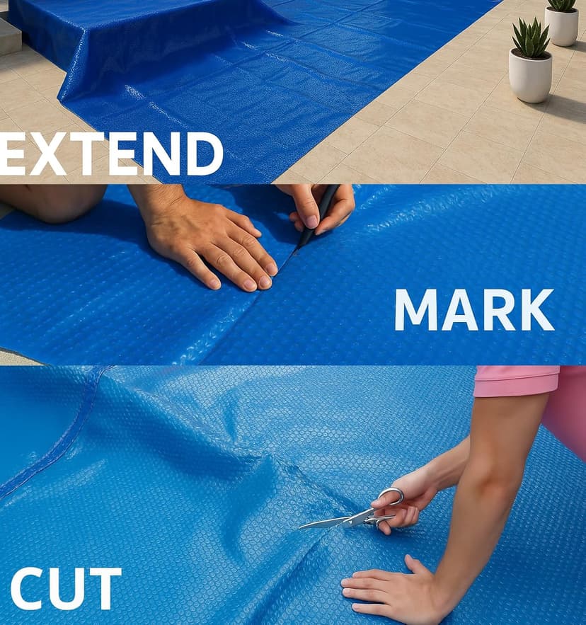 SunHeater Pool Solar Blanket - Heavy Duty Rectangular Thermal Cover with Bubbles - Heat Transfer Solar Pool Heater for In-Ground Swimming Pools - Durable 12 Mil Thick Polyethylene - 14' x 28' Feet
